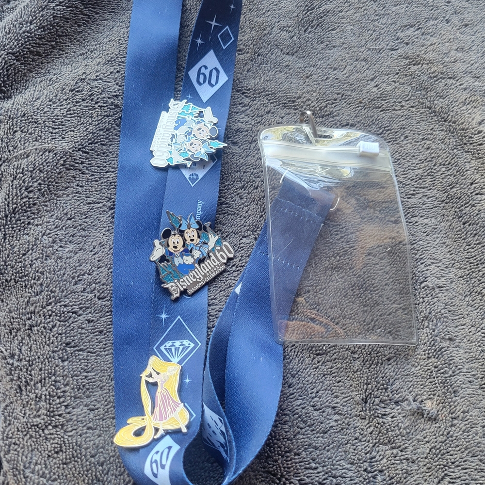 Disney 60th Anniversary Blue Lanyard with Pins